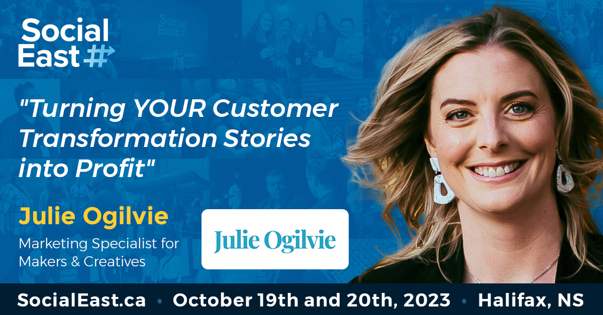 ‼️ Speaker Alert ‼️ 

You will not want to miss our next speaker Julie Ogilvie – digital marketing strategist, online community expander &amp; hype-woman extraordinaire. 

Turn your customer transformation stories into profit at #SocialEast 2023!
 
socialeast.ca