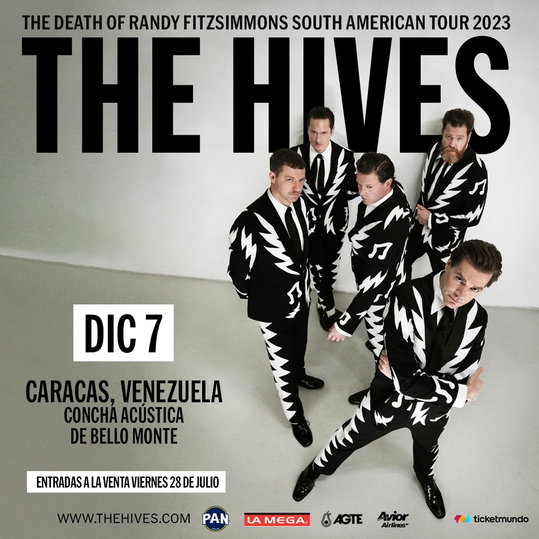 DjMaRco77's tweet image. ¡THE HIVES viene a Caracas!

El 7 de diciembre rompemos juntos la racha de 10 años sin ver a una banda de rock anglo en vivo en Venezuela. AGTE LIVE asume orgullosamente el reto.

Las entradas estarán disponibles en @ticketmundo desde el viernes 28 de julio

Produce @agtelive 🥑
