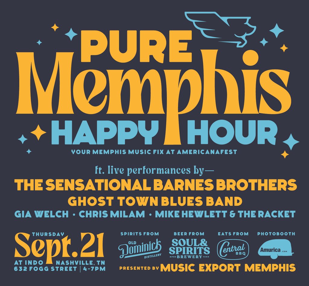 The countdown is on to the 7th annual Pure Memphis Happy Hour @AmericanaFest , happening two months from TODAY! We know what you're really waiting for... this line-up!⁠
⁠
This event is ALWAYS open to the public, so if you're in the 615, come see us!⁠
⁠
#americanafest2023