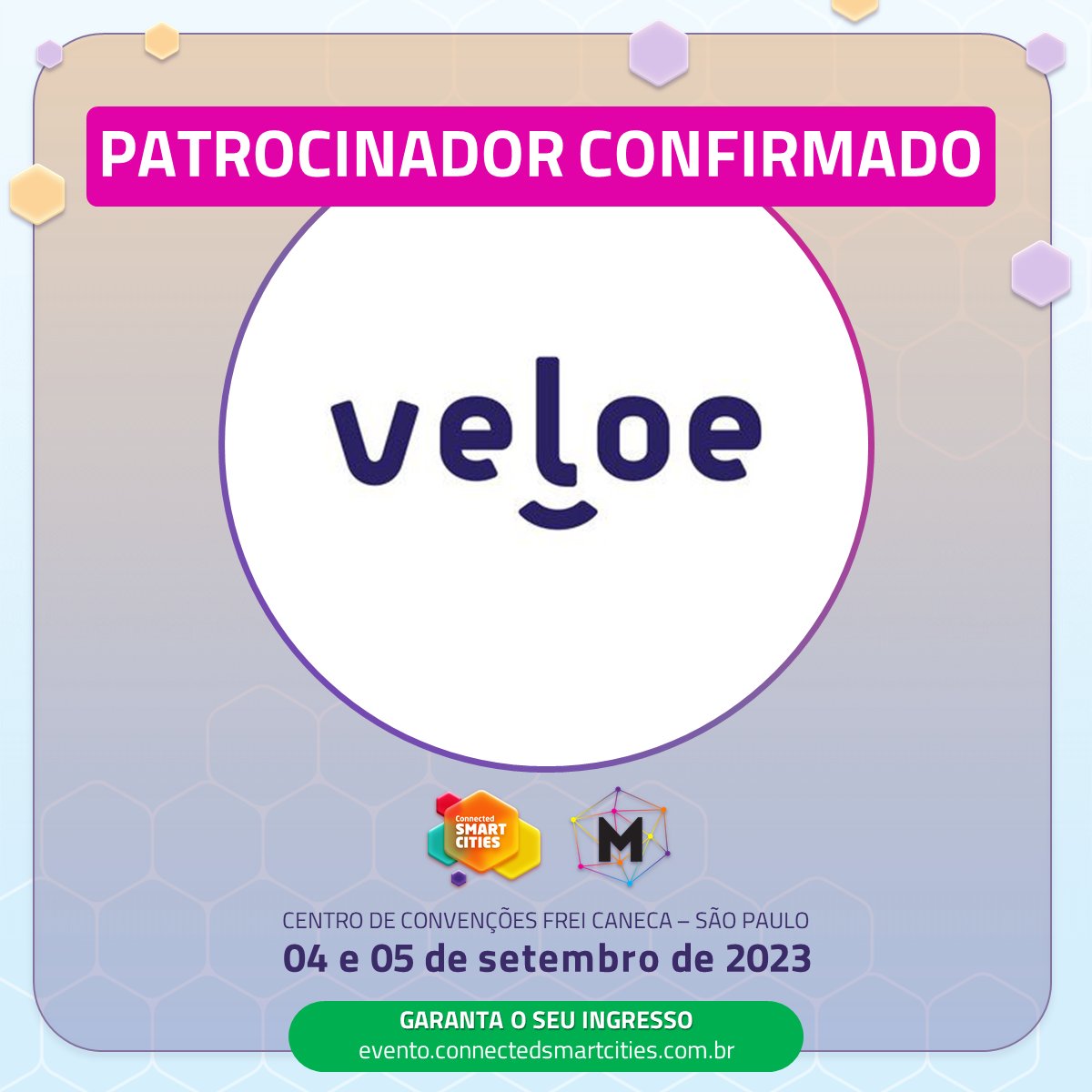 Patrocinador confirmado! 👊

A Veloe está com o Connected Smart Cities &amp; Mobility para abordar sobre os avanços da mobilidade urbana!

🚨 Participe do evento: evento.connectedsmartcities.com.br/evento-naciona…