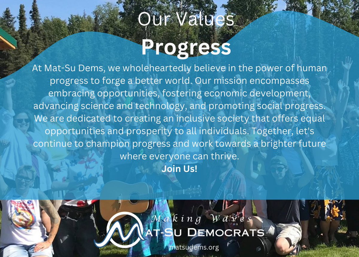 MatSuDems's tweet photo. If you share our values, join us.  https://t.co/LbcBLSbhfD 🌍🌟💙 
#MatSuDems #ProgressForAll https://t.co/sGKMZRYixd