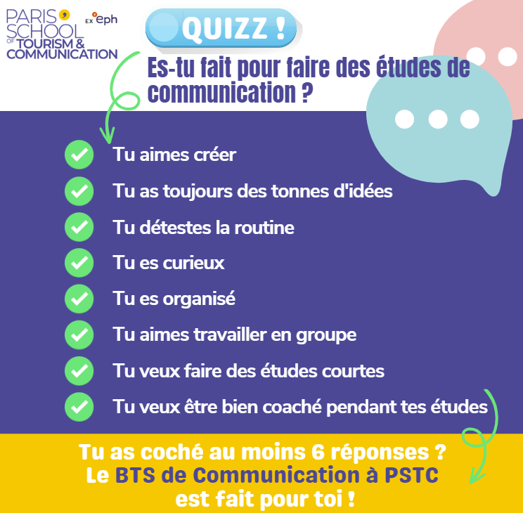 🎓 Passionné(e) par le monde de la communication et désireux(se) d'en faire ton métier ?

L'école Paris School Of Tourism &amp; Communication t'ouvre ses portes pour la rentrée 2023 ! 🚀

📍 Pour en savoir plus et t'inscrire, rendez-vous sur notre site web : ecole-pstc.fr