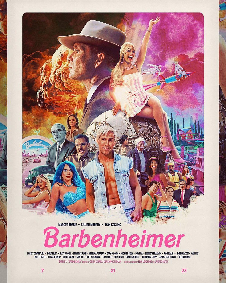 FrightSchool's tweet photo. Has any image so perfectly captured the paradox that is life these days?

📸 @ThatTallGinger 

#barbenheimer #Barbie #Oppenheimer https://t.co/ho98ZF273T