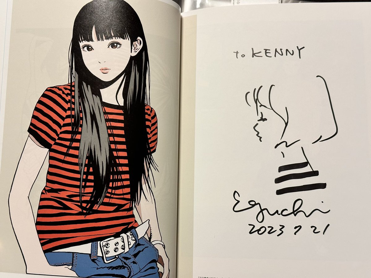 K_ALGERNON's tweet photo. サインを頂いたのは長野と大阪の彼女展以来。
今回は写真にも応えて下さいました!
#江口寿史 先生
#steptostep
#リベストギャラリー創 https://t.co/dFck5jaloD