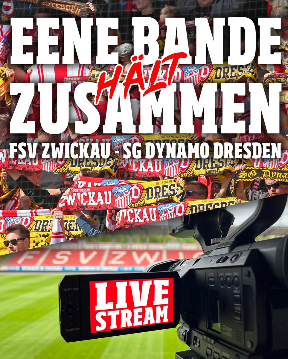 FSVZwickau's tweet photo. #EENEBANDE hält zusammen! 💛❤️
Wir übertragen unsere Saisoneröffnung am Samstag gegen @DynamoDresden im LIVESTREAM!!!
Mehr dazu unter 👉 https://t.co/nrYzWV7W0u
#FSVSGD #DIESCHWÄNE #SGD1953 #FSVZWICKAU https://t.co/ZLoh6SheKa