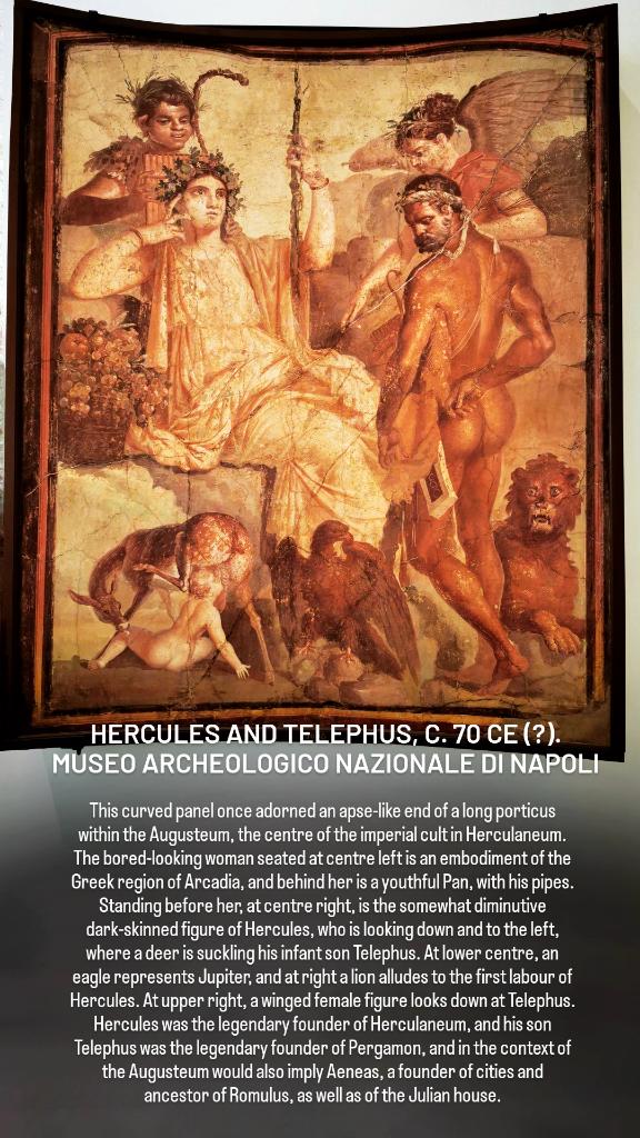 antmoose's tweet photo. For #FrescoFriday we're back in the @MANNapoli to admire a magnificently accomplished #fresco from the #Augusteum of #Herculaneum. The Juno-esque representation of Arcadia, where #Hercules' son #Telephus was abandoned and suckled by a doe (a deer, a female deer) presides. https://t.co/grkYPEVMn0