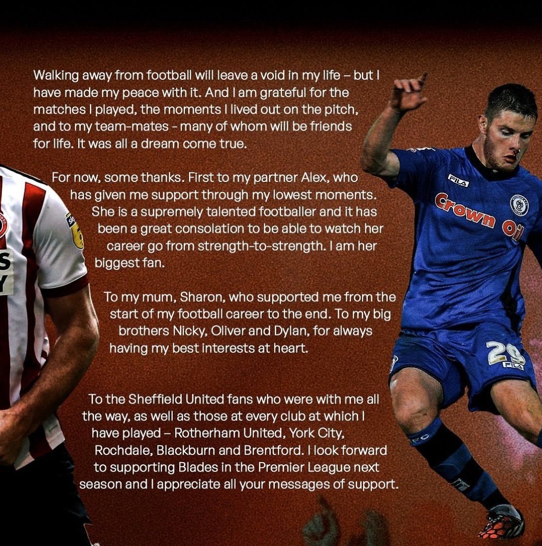 The_Bladesman's tweet photo. Jack O'Connell has announced his retirement from professional football at the age of 29.

#twitterblades #sufc https://t.co/yworlxzfAW