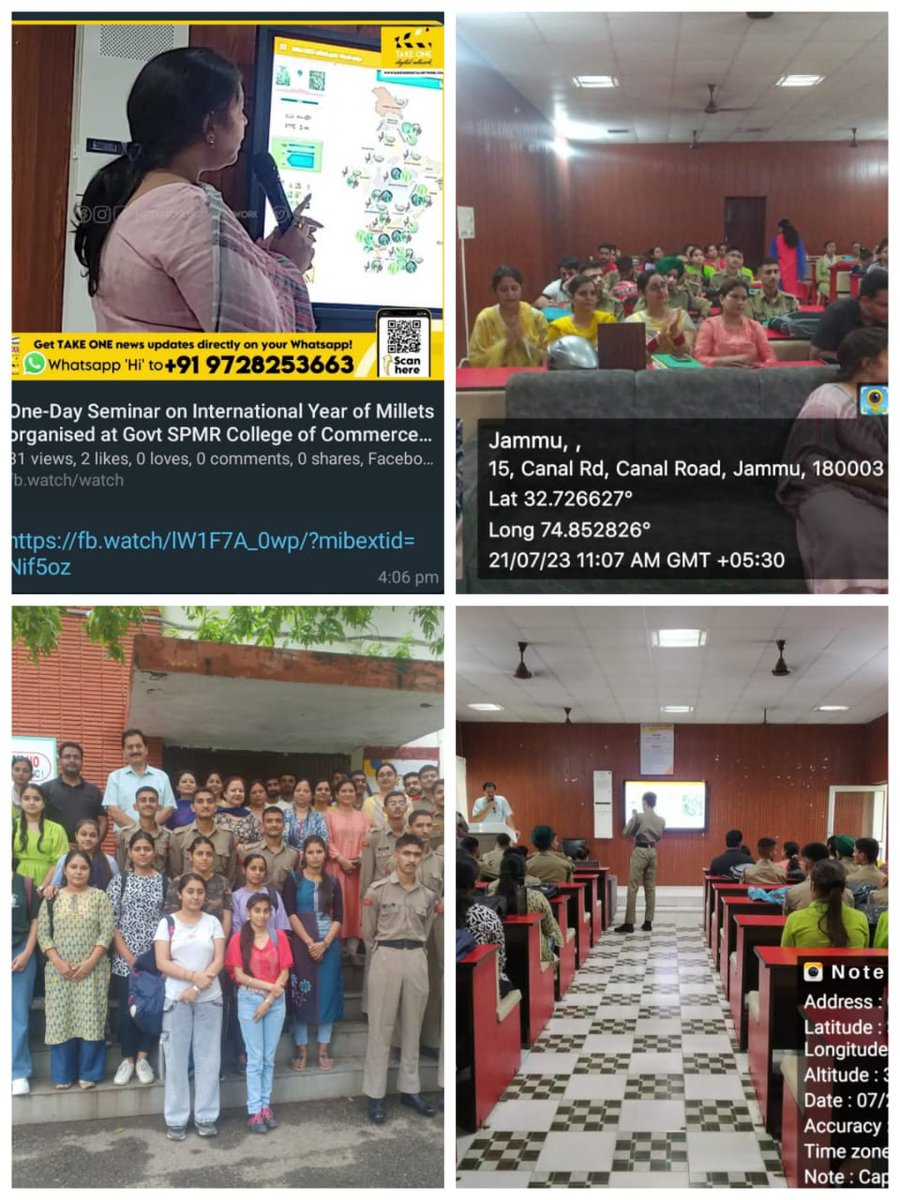 NCCDteJKL's tweet photo. Seminar on #InternationalYearofmillets was conducted by #NCC Cadets of  2 J&amp;K Bn NCC (SPMR College) today for spreading awareness on benefits of consuming  gluten-free #millets.  #ShreeAnn https://t.co/bV5TIzHg3Y