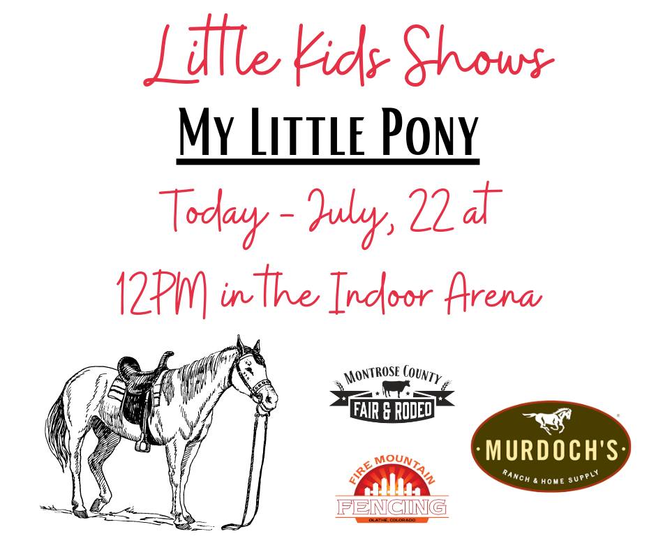 MCEventCenter's tweet photo. Today is the My Little Pony show at 12PM at the Montrose County Event Center indoor arena. Contestants please be ready by 11:30AM and by the big roll up door.
For the full schedule please visit https://t.co/JbGgrR2aMD https://t.co/I1nDFIXwaq