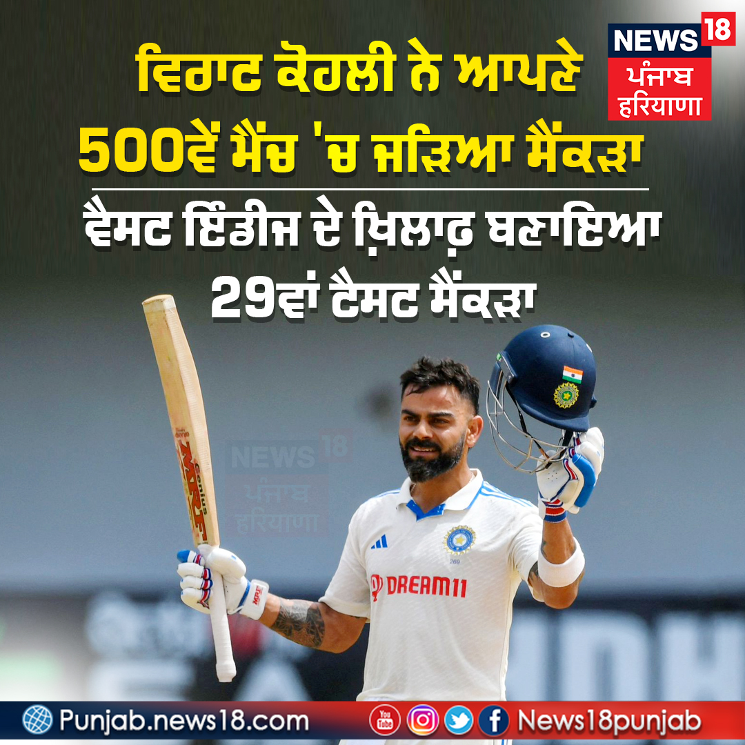 News18Punjab's tweet photo. #TestCricker #INDvWI #ViratKohli𓃵 @imVkohli @BCCI @ICC https://t.co/LP5yT2QLOp