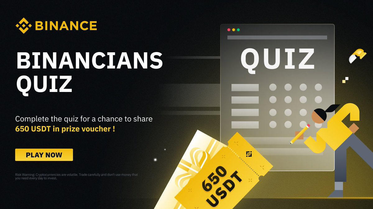 Binance Africa (@binanceafrica) on Twitter photo Ready for the #BinanciansQuiz? 🔥
Test your crypto knowledge with #Binance and stand a chance to share $650 USDT in token vouchers.
To participate:
🔸Retweet ♻️
🔸Follow <a href="/BinanceAfrica/">Binance Africa</a>
🔸Invite a friend to join #Binance
🔸Participate in our quiz ➡️ bit.ly/44tpjzu Ready for the #BinanciansQuiz? 🔥
Test your crypto knowledge with #Binance and stand a chance to share $650 USDT in token vouchers.
To participate:
🔸Retweet ♻️
🔸Follow <a href="/BinanceAfrica/">Binance Africa</a>
🔸Invite a friend to join #Binance
🔸Participate in our quiz ➡️ bit.ly/44tpjzu
