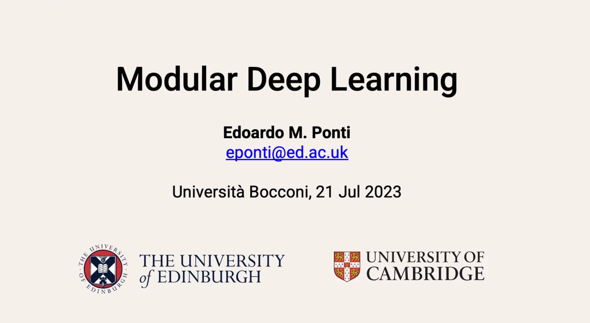 📖For our weekly @MilaNLProc lab seminar, it was a pleasure to have @PontiEdoardo for a talk about 'Modular Deep Learning'. #NLProc