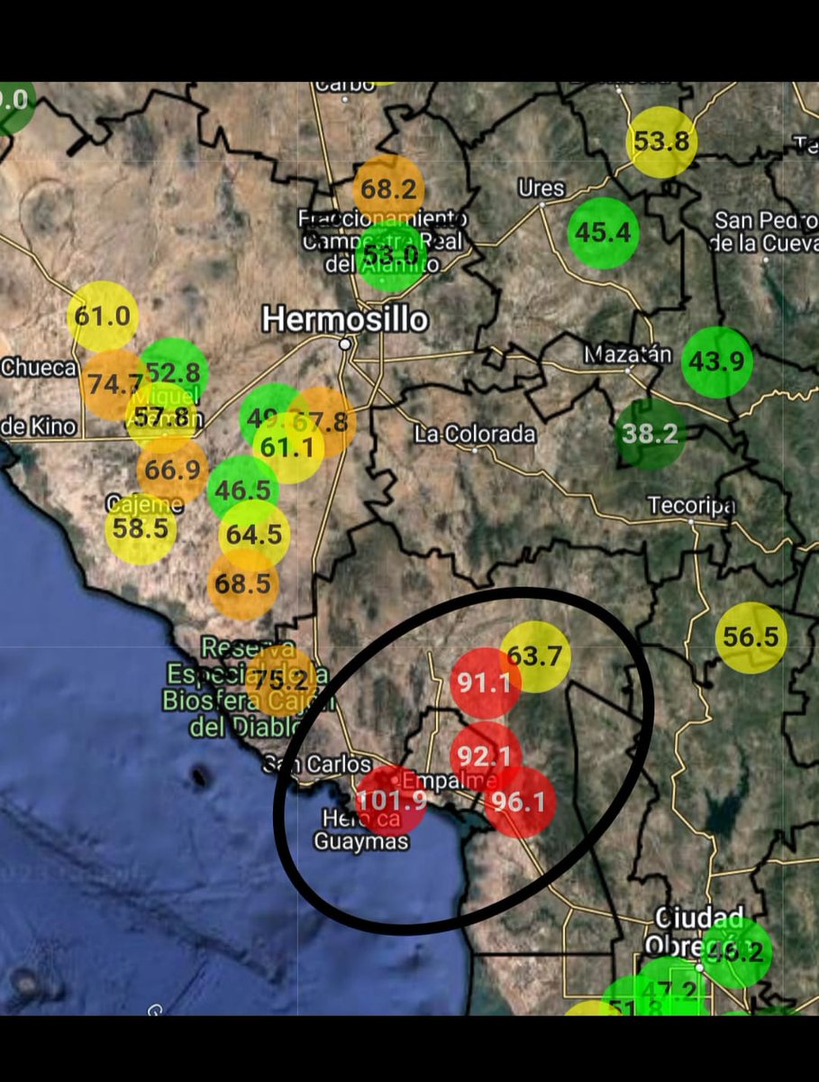 borderlineason's tweet photo. Los vientos de ayer en #Guaymas y #Empalme fueron de 101 kph, la fuerza de una tormenta tropical, y duraron 80 minutos; por eso tanta destrucción, aunque la lluvia fue de 5mm. Hay muchos sectores sin energía eléctrica y otros daños. Gracias a Dios no hubo heridos o muertos. https://t.co/CDPRegBr4i
