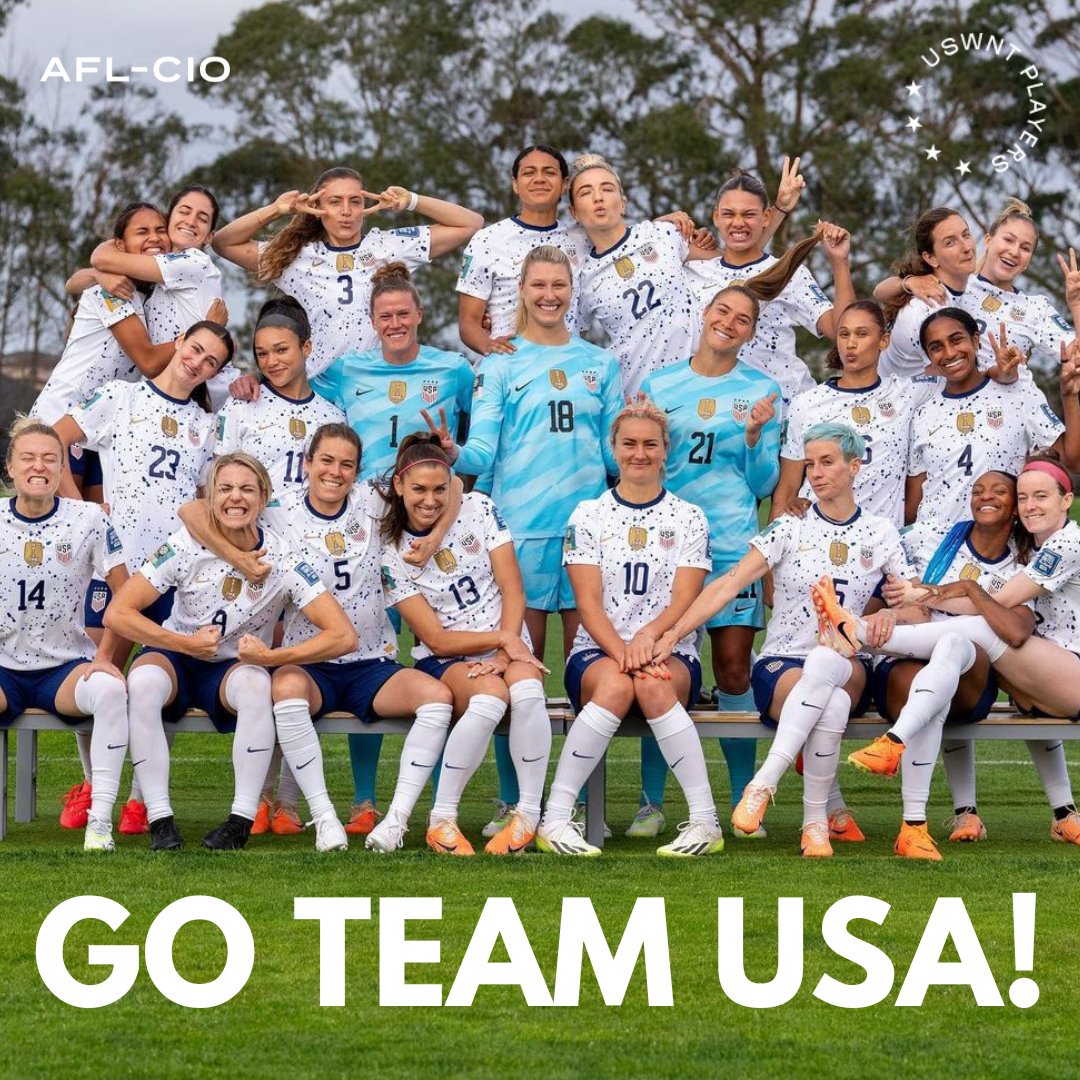 Good luck <a href="/USWNTPlayers/">USWNT Players</a>! Your <a href="/AFLCIO/">AFL-CIO ✊</a> union family is rooting for you. 

Time to bring home (another!) world championship!