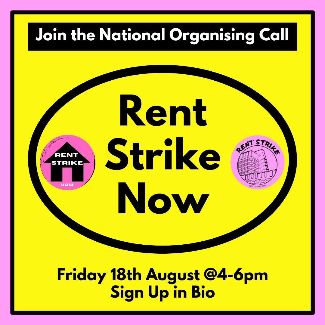 rentstrikenow's tweet image. 🚨Pls RT🚨 

RENT STRIKE NOW national network is launching for 2023/24 ✊🏾✊🏻🔥

Join our national organising call to see how you can get organised next year 📞 ‼️

Fill out this sign up form to join (by 1st August if you need BSL interpretation) forms.gle/bJoz4zoinXy3y2…
