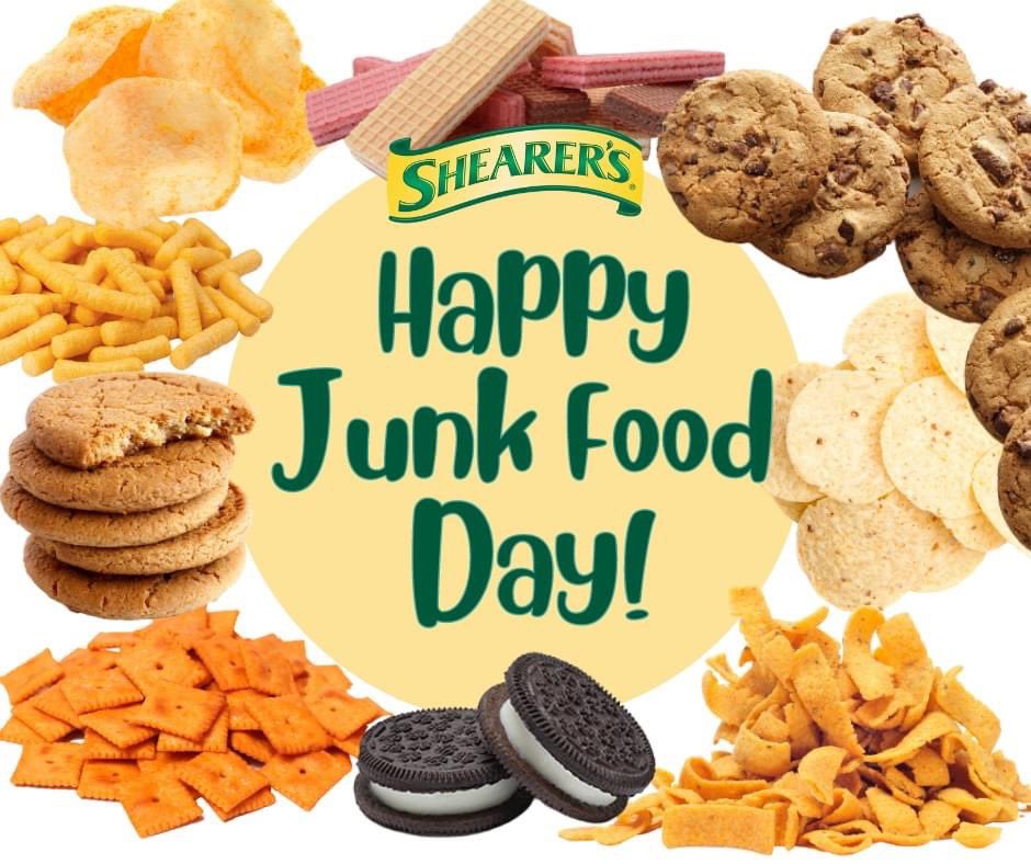 ShearersCareers's tweet photo. Celebrate today guilt free!

#junkfood #nationaljunkfoodday #saltysnacks #shearerscareers #shearers #celebrate #yum #chipscookiescrackers https://t.co/aJ9Mgzj6DG