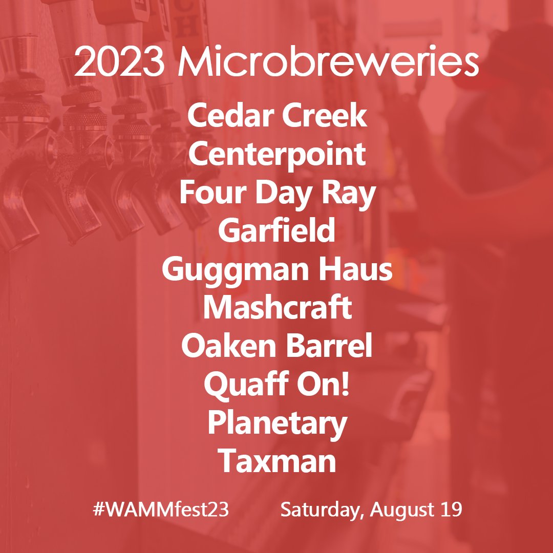 🍺 Microbreweries that will be pouring your favorites at WAMMfest!

🎟️ $15 Early Bird tickets through July 31 wammfest.com/tickets

#Wine #Art #Music #Microbrew #SertomaClubOfGreenwood #FestCountryIN #GivingBack #GivingBackToOurCommunity #Sertoma #WAMMfest23
