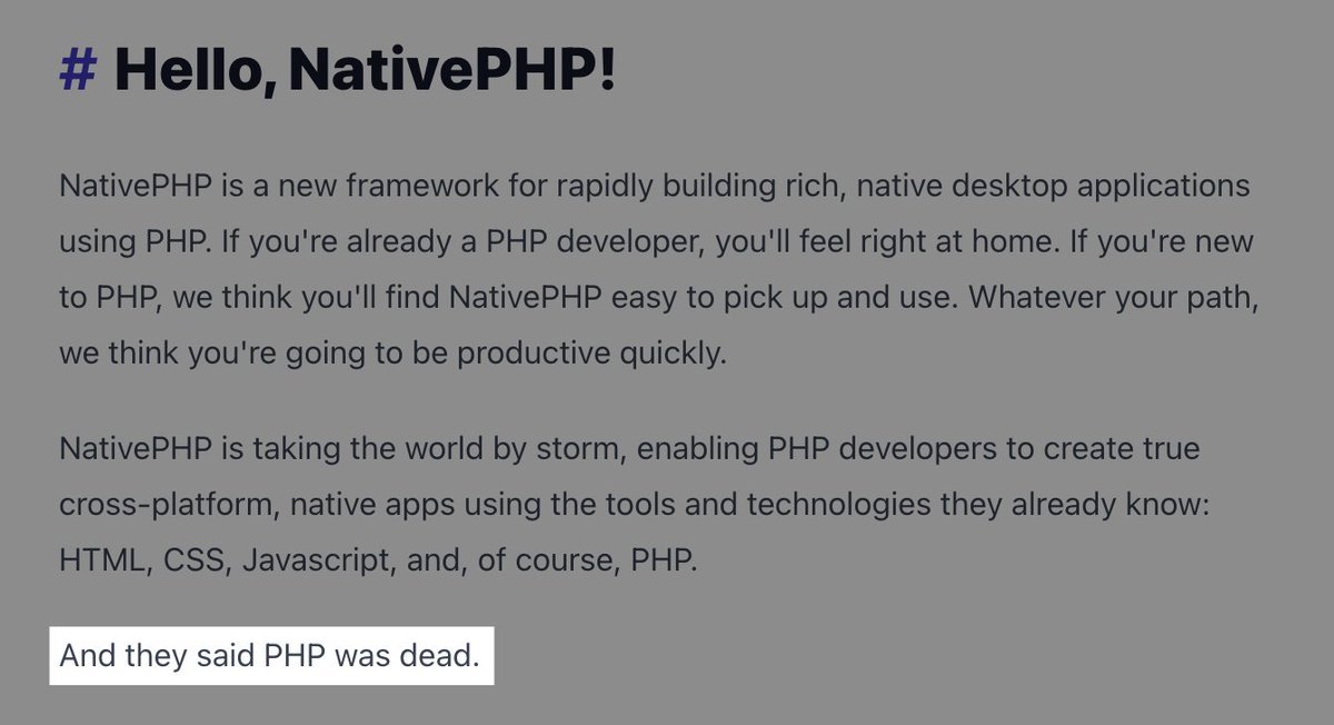 DianaWebdev's tweet image. Go, read the docs of NativePHP 😂

nativephp.com