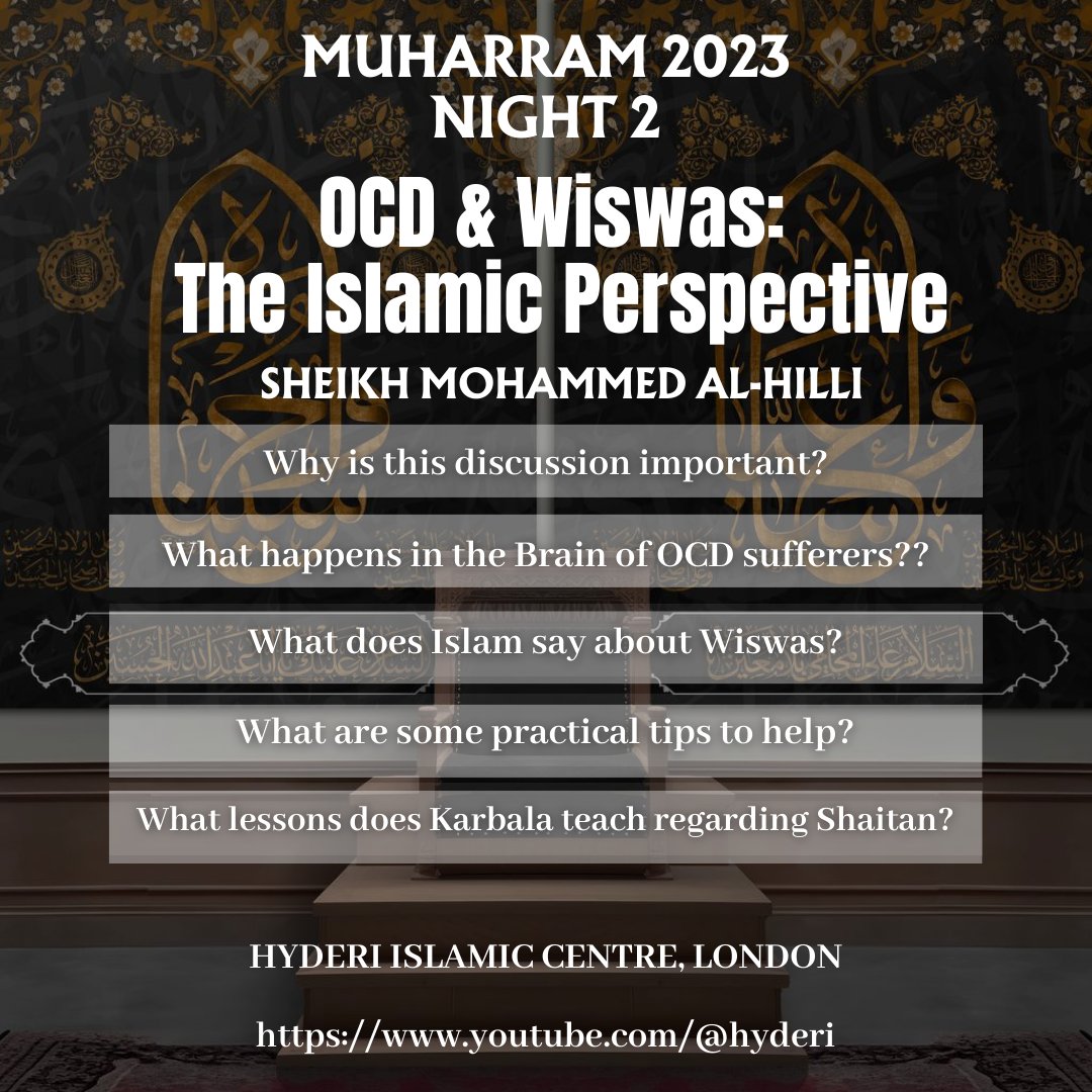 I get many emails and messages about OCD and how its affecting people. Here is a thorough investigation into its background as well as things we can all do to help.

Muharram Majlis Night 2 (last night)

youtu.be/uO-JiPFw8gI

#muharram 
#ashura 
#ocd 
#wiswas