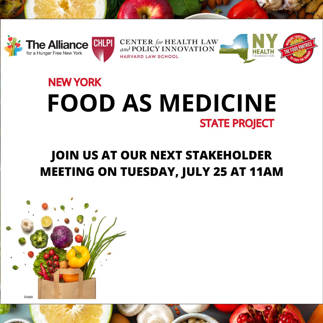 Interested in Food As Medicine? Our NYS Project has drafted recommendations for a plan to include FAM in NYS Medicaid. We need YOUR insights and are holding a 2hr session on July 25 to share our draft recs and to get your feedback. To register visit abhealth.zoom.us/meeting/regist….