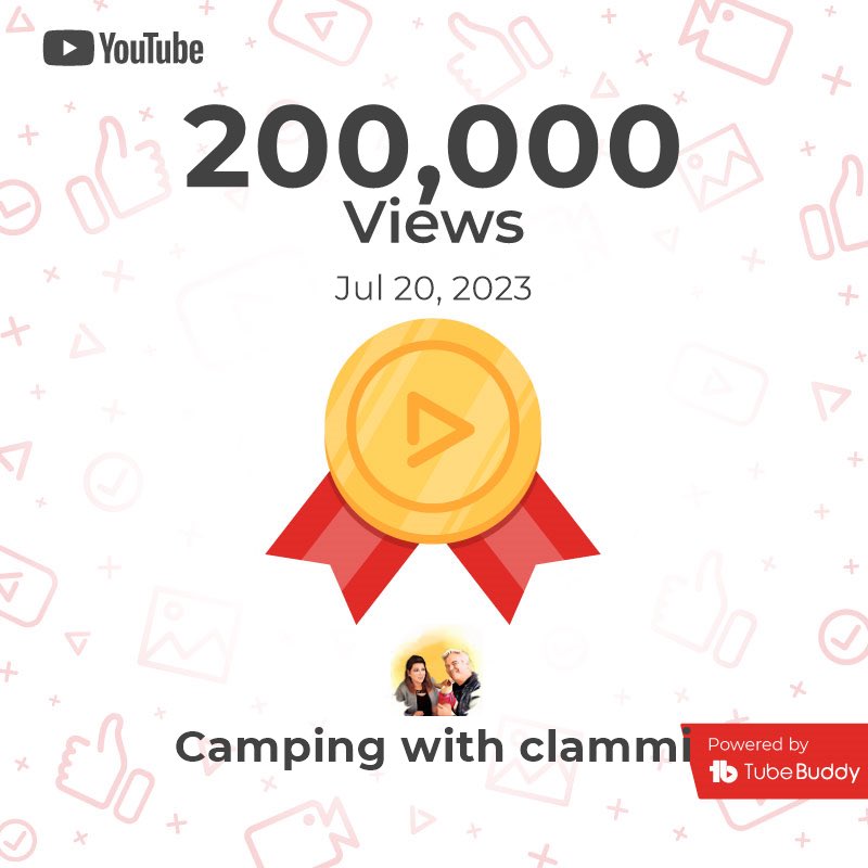 CampWithClammi's tweet photo. WOW what a awesome milestone for our little camping with clammi YouTube channel. We jus hit 200,000 views. Thank you all for your support. Thank you. Thank you. Thank you. https://t.co/UAdQABi1SC