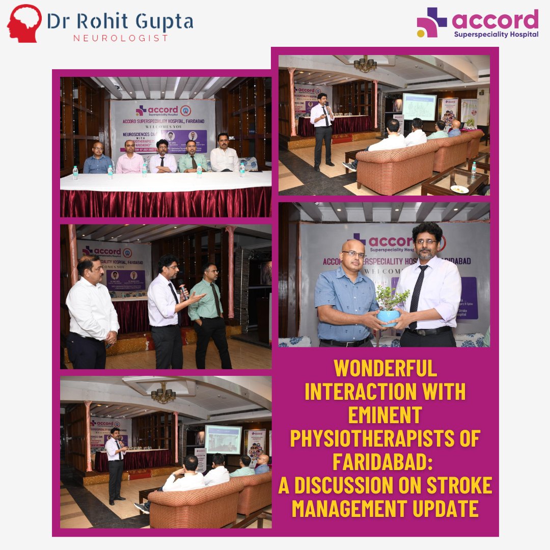 dr_rohit_gupta's tweet image. A Glimpse of Wonderful Interaction with Eminent Physiotherapists of Faridabad:
A Discussion on Stroke Management Update

#discussion #StrokeManagement #physiotherapists #neurologist #neurology #Accord #accordsuperspecialityhospital #drrohitgupta