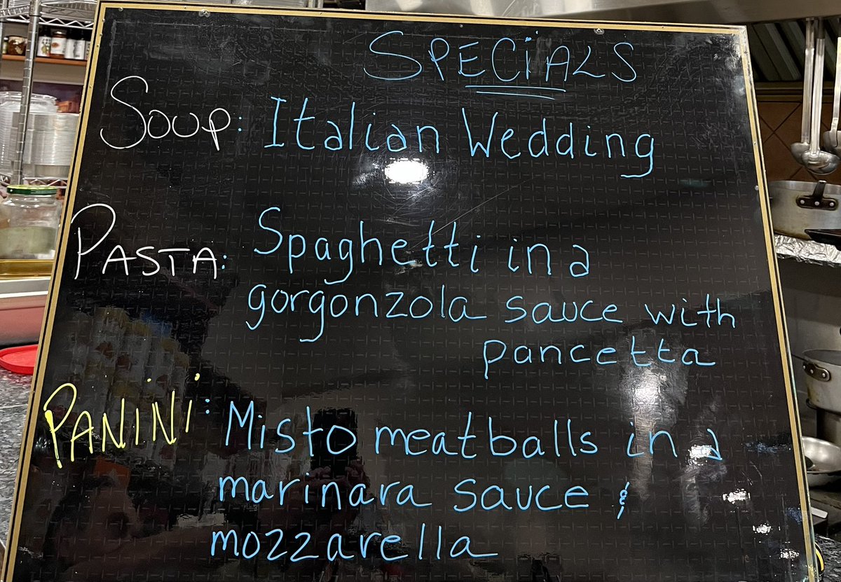 Today’s lunch specials plus our delicious deli sandwiches and salads