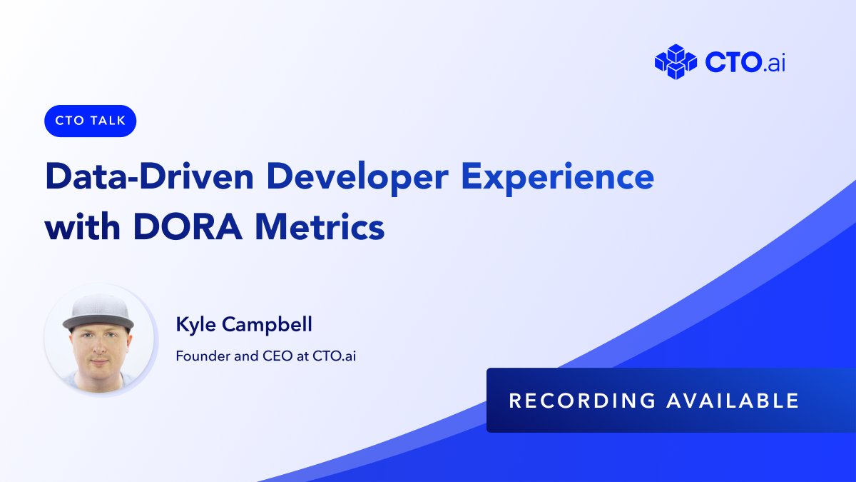 Thank you to those who attended our webinar on Wednesday on Data-Driven Developer Experience with DORA Metrics with our Founder and CEO, Kyle Campbell! The recording is now available, check out our Webinars page to watch it 👉 go.cto.ai/3rDajAG