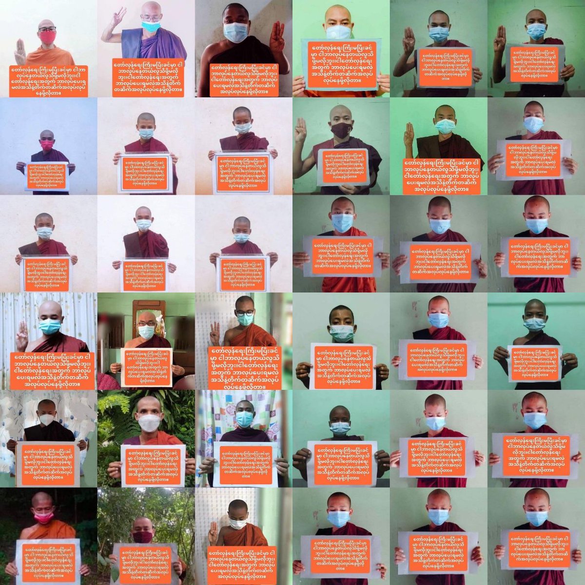 Smo_DAUNG's tweet photo. Buddhist Monks in Myanmar sent prayers for the immediate restoration of democracy and for the fallen heroes of Spring Revolution today.   #LegalizationOfNUG #2023Jul21Coup #WhatsHappeningInMyanmar https://t.co/jf2ZW8EDAD