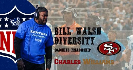 CCSU FOOTBALL (@ccsufootball) on Twitter photo Congrats to Defensive Line Coach, Charles Williams, on being selected to participate in the Bill Walsh Diversity Coaching Fellowship with the <a href="/49ers/">San Francisco 49ers</a> 🔥💯
#FTTB #GoBlueDevils Congrats to Defensive Line Coach, Charles Williams, on being selected to participate in the Bill Walsh Diversity Coaching Fellowship with the <a href="/49ers/">San Francisco 49ers</a> 🔥💯
#FTTB #GoBlueDevils