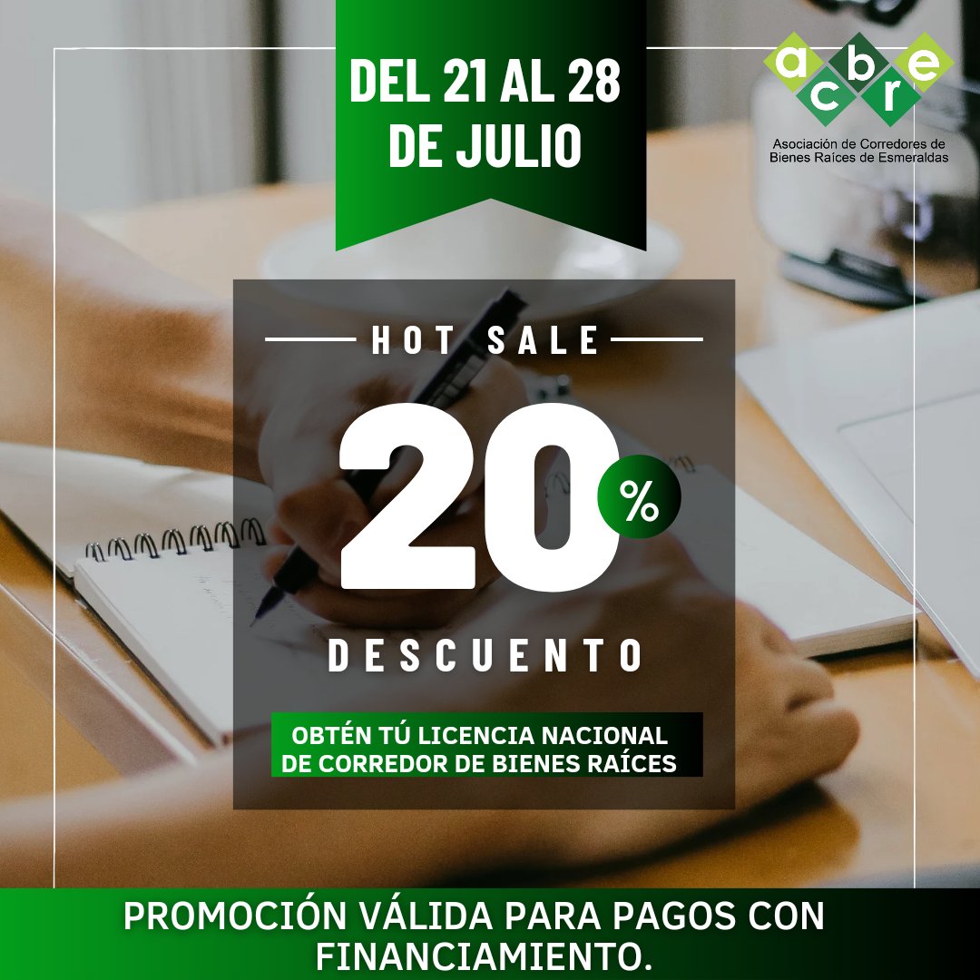ACBRE_EC's tweet photo. 📌  Obtén tú Licencia Nacional de Corredores de Bienes Raíces en Ecuador. 🤑
✅ promoción: 📅 Del 21 de julio al 28 de julio
✅ 20% para pagos con financiamiento. 📚💼
✅Inscripción: USD 300💸
Contáctanos: 📞0962700503 https://t.co/eIv3UtqUJh