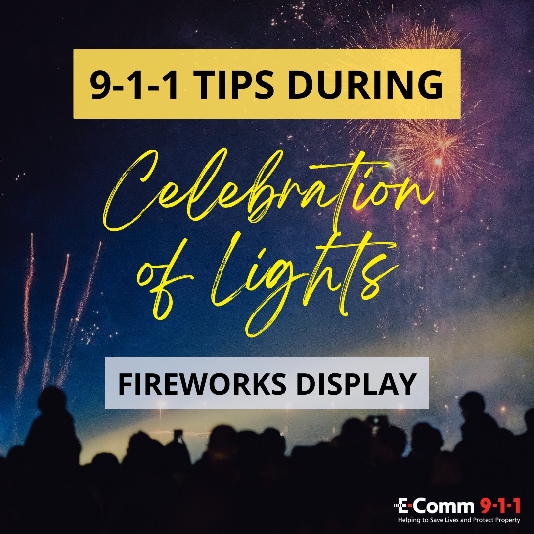 EComm911_info's tweet photo. Watching the @CelebOfLight fireworks competition this year?
#HelpUsHelp and remember these #911Tips:
- Know your exact location.
- Lock & store your phone safely to prevent accidental calls.
- Only call 9-1-1 in an emergency or when a crime is in progress.
#911BC #CelebOfLight https://t.co/FwPTRolNZL