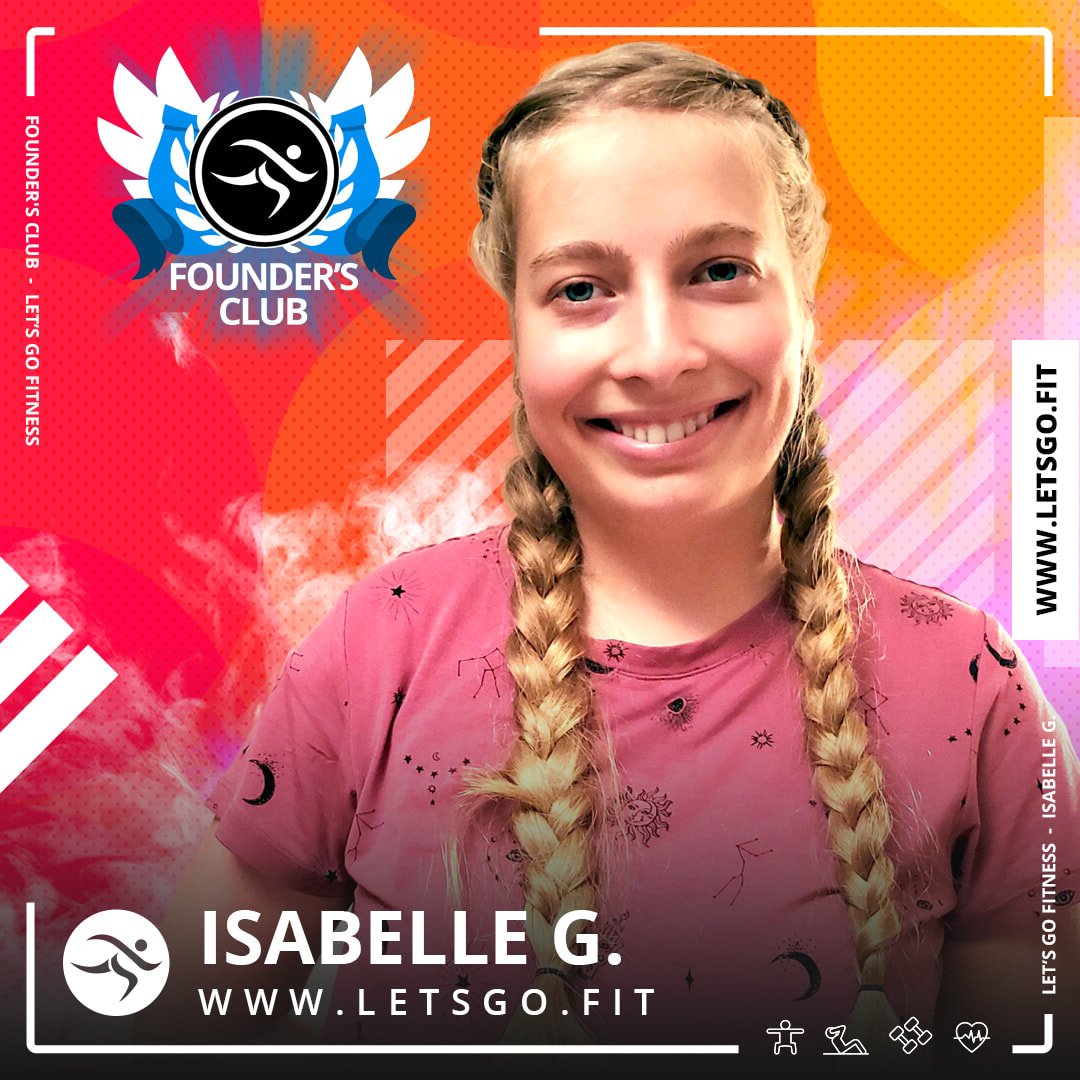 Happy #FounderFriday! 

Today, we'd like to shoutout Isabelle, one of our wonderful founders. 

Since she's started with Let's Go Fitness, Isabelle has had so much fun meeting new friends, working out, and getting stronger 💪

Way to go, Isabelle!