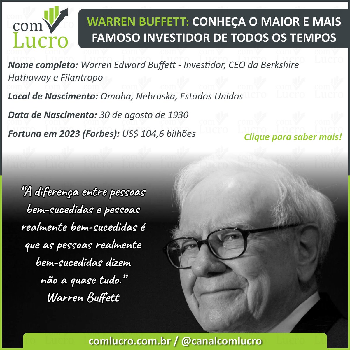 comlucrotrader's tweet photo. https://t.co/pbVLm1fgiN
#WarrenBuffett #Investimentos #BerkshireHathaway #ValueInvesting #Filantropia #Trader #MercadoFinanceiro #SucessoFinanceiro #AprenderComBuffett #ComLucro #TraderLucrativo https://t.co/RBoxwZVXwA
