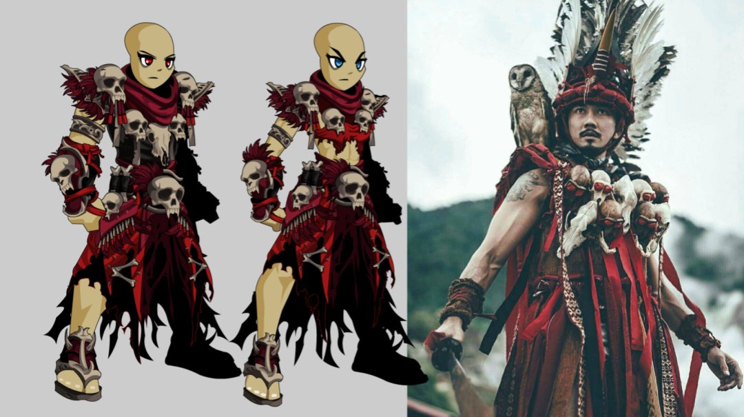 Checking in with the team on upcoming releases before I dive into the gear list for tonight's battle concert. First look at WIP art for <a href="/gunawananugrah/">d Black Star ✨ ((DISCORD HACKED))</a>'s north Sulawesi Kabasaran War Dancer set, arriving with our annual Indonesian celebration on August 4th. 🇮🇩
