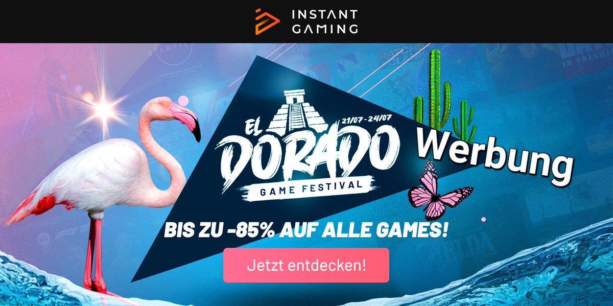 DantolanDE's tweet photo. 🔥 Sommerkampagne bei @InstantGamingDE El Dorado Game Festivall 🔥 

4 Tage satte Rabatte, fette Sommerangebote mit zusätzlichen Rabatten auf 40+ Games! TOTK, Hogwarts Legacy, Resident Evil 4, F1 23, Street Fighter 6 und mehr!

Link: [Werbung] https://t.co/tnpsIRVIQc

#Werbung https://t.co/xd2pm4hd4z