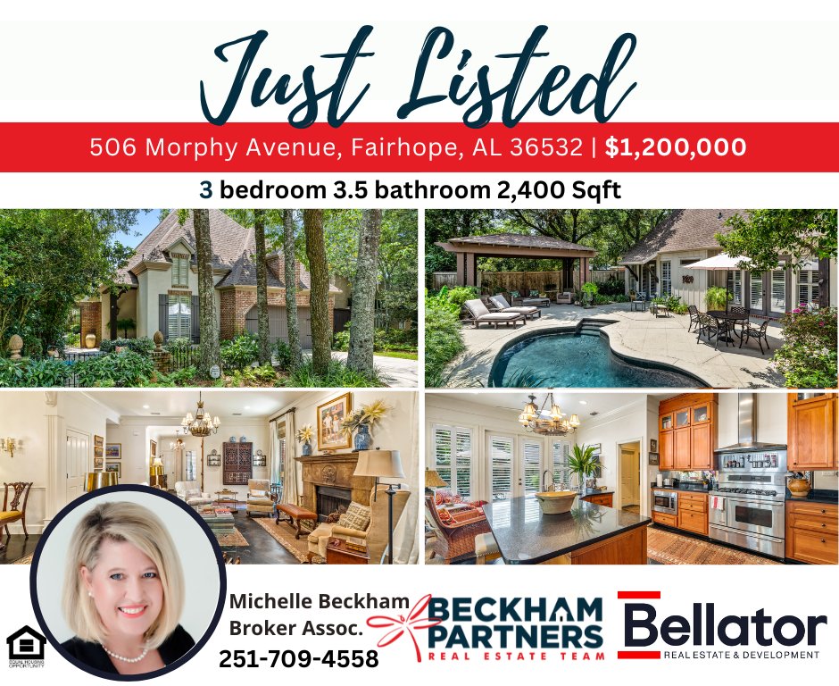 JUST LISTED | Downtown Fairhope - Custom Home with Beautiful Gunite Pool, Gazebo Lounge Area, New Roof, Whole House Generator!  alarealestate.com/property/349052
Michelle Beckham  | 251.709.4558