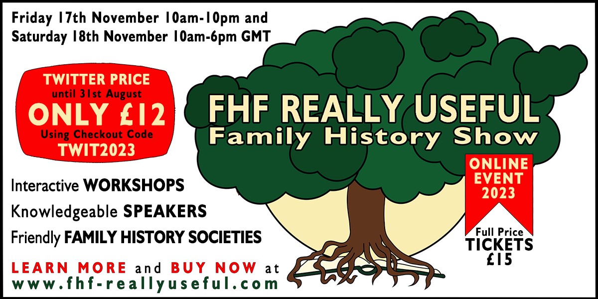 We have a special code for people to receive a discount on tickets to the FHF REALLY USEFUL Family History Show. #FamilyHistory #Genealogy fhf-reallyuseful.com