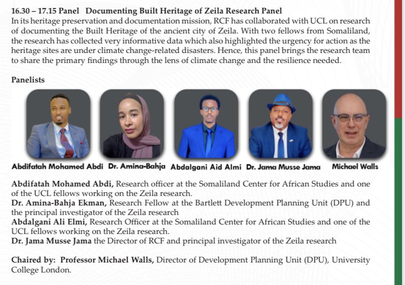 As part of of a team consisting of Redsea cultural Foundation/<a href="/HargeysaCC/">Hargeysa Cultural Centre</a> and University College of London’s DPU who were conducting a researcher on heritage preservation of Saylac city, will be discussing some preliminary finding during #HIB2023 
<a href="/hibf/">Hargeysa International Book Fair</a> <a href="/SomalilandCAS/">Somaliland Centre for African Studies</a>