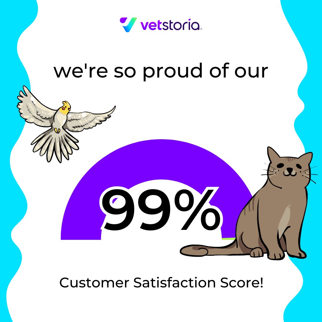 The quality of our of support is a big reason why our customers love using Vetstoria to take bookings online.

In three months, our team:
🏡 Onboarded 505 clinics,
📝 Answered 3000+ tickets,
💬 Responded to chats in <2 minutes,
⏰ Resolved cases in 14 minutes.

#VetMed #VetTech