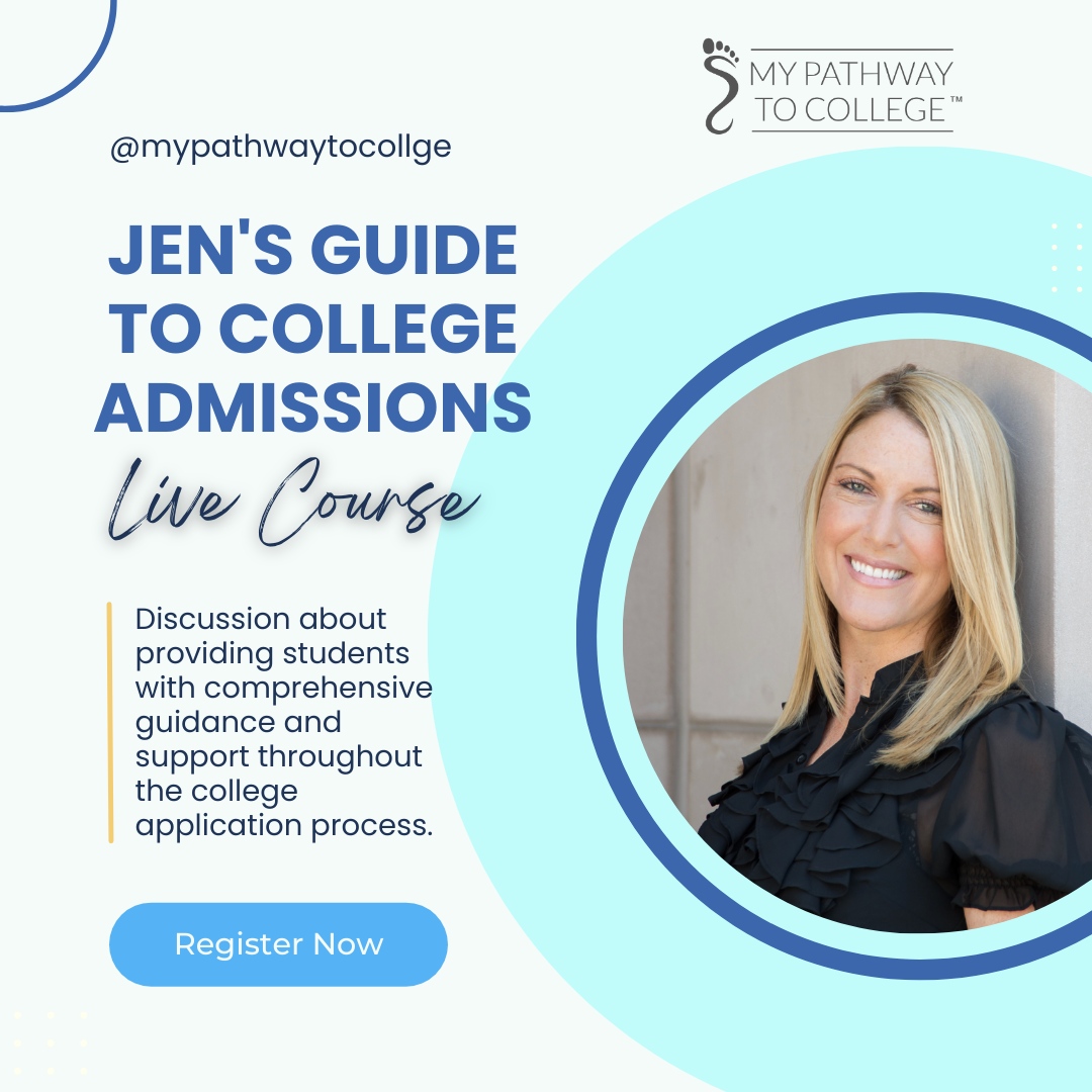 mypath2college's tweet photo. Jen's Guide to College Admissions®:
✅ Daunting apps? 😰
✅ Find the right college? 🏫
✅ More options? 🎯
✅ Worried about costs? 

Course Dates: Aug 20, Sept 10, Oct 1, Oct 22
Personalized Support, Counseling Platform, Live Sessions

Start now! #CollegeAdmissions #OnlineCourse https://t.co/DmHPnqWNwJ