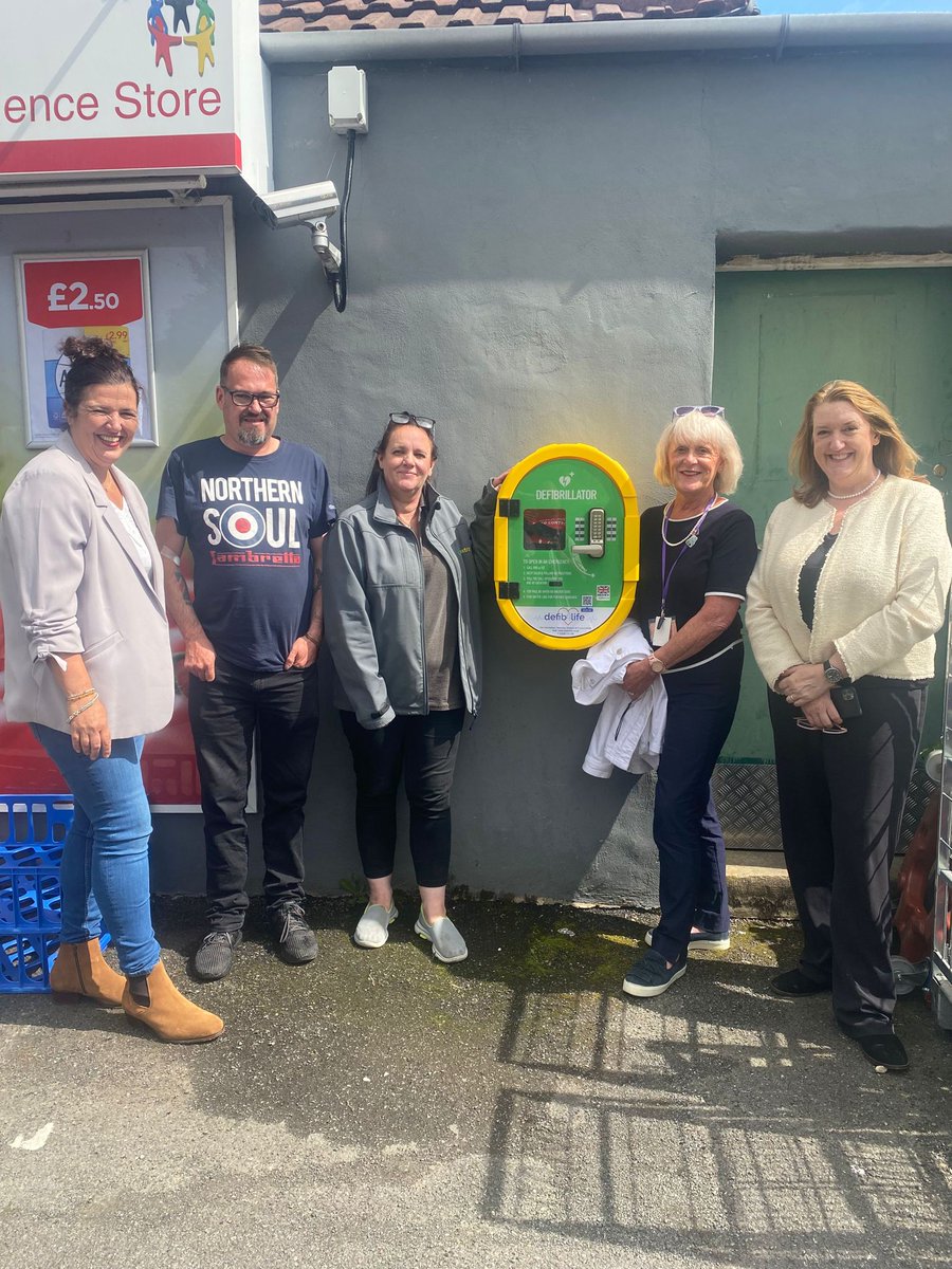 Thank you to Sarah Dines MP for Derbyshire Dales &amp; Cllr Susan Hobson for visiting the Local 4U in Darley Dale, talking to Sharon Flint about the brilliant community raising funds to put this Defibrillator in place externally for public access,  #defibrillator #cpad #community