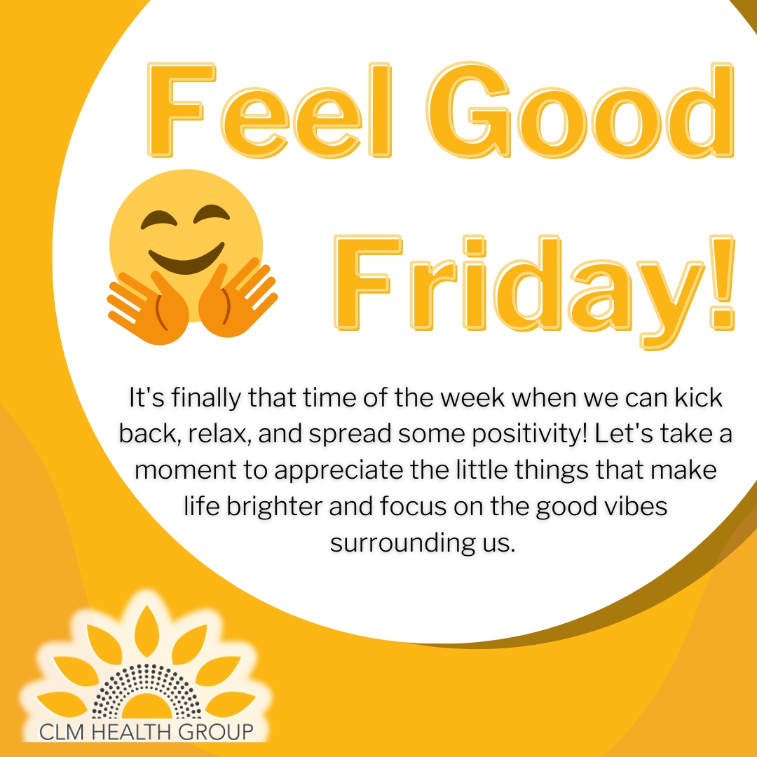 ClmHealth's tweet photo. 🌞 Feel Good Friday! 🌞
Embrace the weekend with a smile! Remember, it's not just about the destination, but the journey that truly counts. Take some time to cherish the moments, that bring joy to your heart. https://t.co/vv5nNKsarI