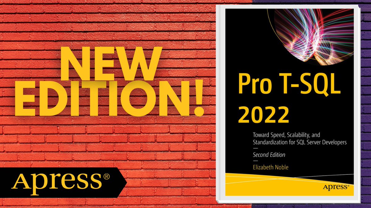 Apress's tweet image. Calling all #data professionals! Master the art of writing high-quality T-SQL with expert guidance from @SQLZelda. Unlock secrets of efficient code, hardware optimization & scalable design. Learn to solve complex problems effortlessly. ๐ #TSQL #database bit.ly/3rvcoi6