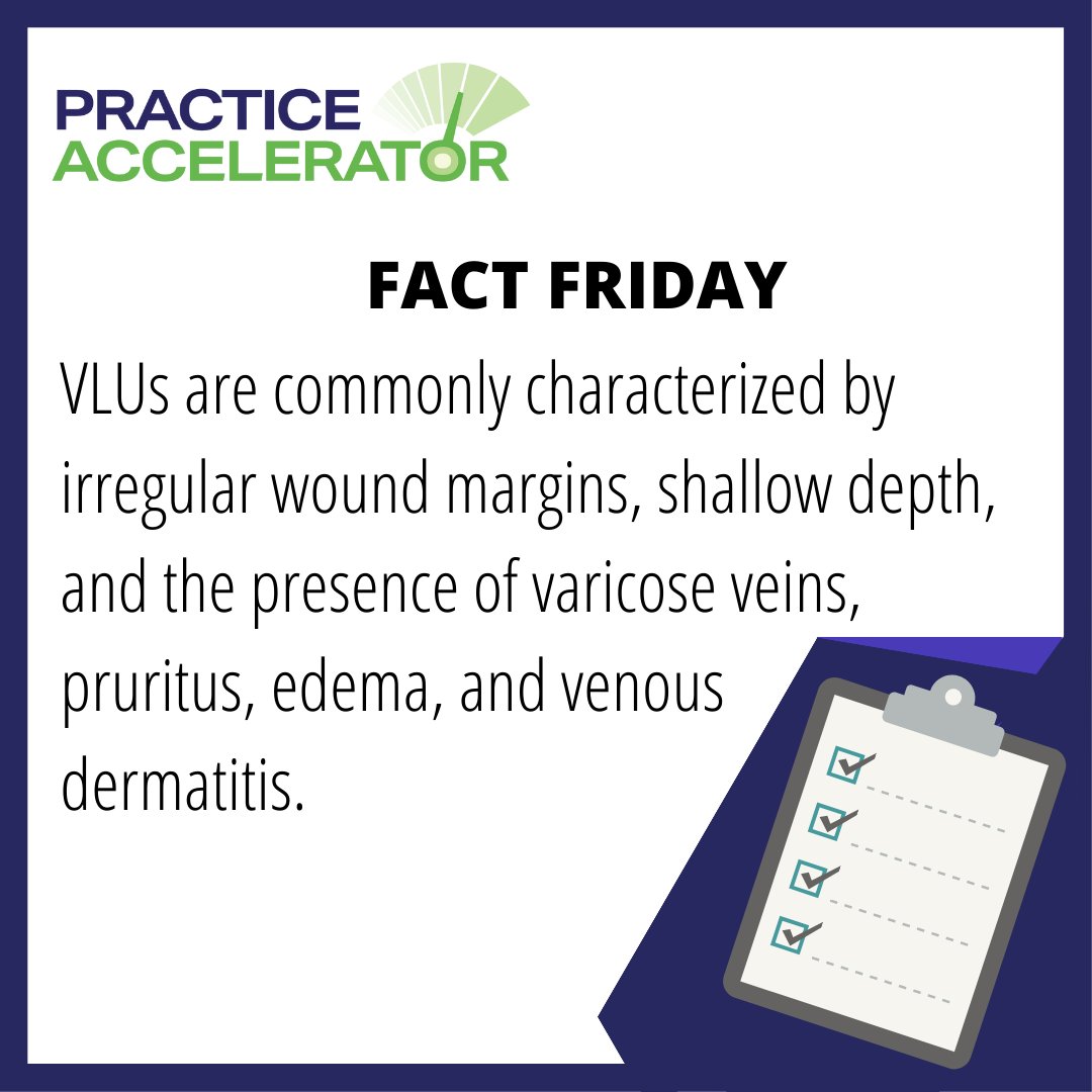 WoundSource's tweet image. #FactFriday
Learn more about VLUs in this month's Practice Accelerator!
Download the Quick Facts here: tinyurl.com/5ca8xhth
Read more from Dr. Cole on the CORE Protocol for VLU: tinyurl.com/45nwhs39
#VLU #venousdisease #woundhealing #legulcer