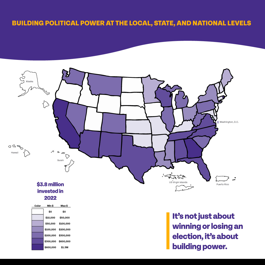 Nationwide, we're supporting revolutionary organizations led by women of color, transgender and gender-expansive people of color, and low-income women who are building long-term, grassroots political power.

Read our full Impact Report: groundswellactionfund.org/updates/2022-i…