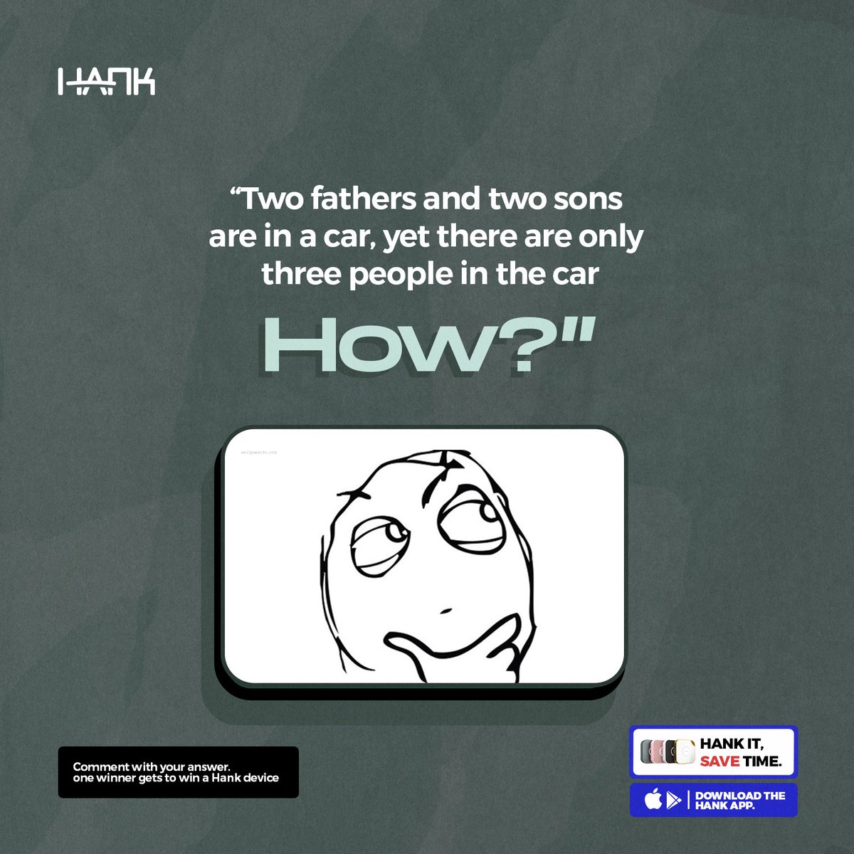 Hankitnow's tweet photo. One Hank device is up for grabs! Comment with your answer π
T&Cβs apply
#BarbieTheMovie #EkoBridge #Nigerians #bluetoothtrackingdevice https://t.co/mViRZDxxdg