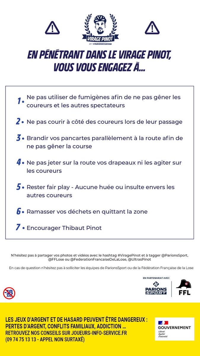 Virage Pinot J-1 🔥

On vous donne bientôt la localisation, mais avant toute chose, quelques règles à respecter pour que la fête soit parfaite 💙🩶❤️