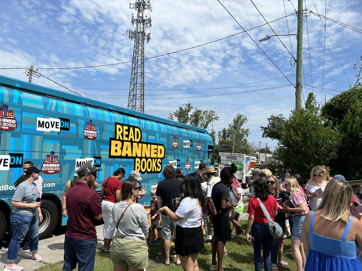 MoveOn's first-ever Banned Bookmobile multi-state tour stopped in Charleston today!