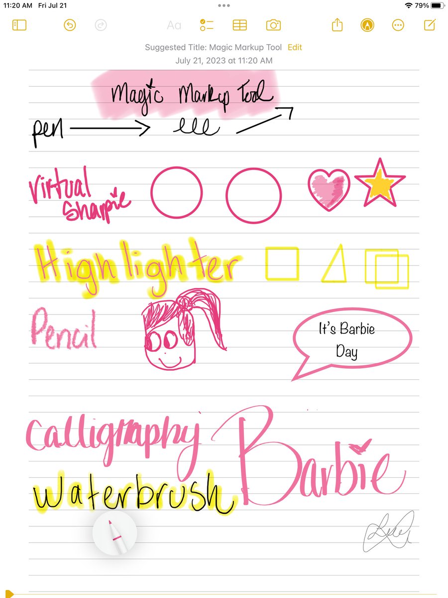 🤯mind blown!  Learned  sooo  many features  about  the  mark  up  tool  using  my  iPad!  And  of  course,  had  to  add  that #Barbie touch  in  honor of  Barbie  day!  Thank  you <a href="/AnaMPerez1/">𝘈𝘯𝘢 𝘔𝘢𝘳𝘪𝘢 𝘗𝘦𝘳𝘦𝘻, 𝘔𝘓𝘚</a> 
<a href="/CGarza0930/">ᑕᒪEᗰ Gᗩᖇᘔᗩ 💻</a> <a href="/LaJoyaISDEdTech/">La Joya ISD EdTech</a> <a href="/AppleEDU/">Apple Education</a> <a href="/Apple/">Apple</a> <a href="/BasicAppleGuy/">Basic Apple Guy</a>